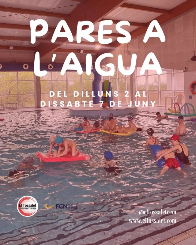 Del dilluns 2 al dissabte 7 de juny, convidem a tots els pares, mares, avis, àvies a entrar a la piscina i compartir una sessió especial de natació! 

Una experiència divertida, emotiva i molt enriquidora per gaudir junts, veure els progressos i passar una estona d’aquelles que no s’obliden! 🐬

Reserva’t el dia, t’esperem dins l’aigua!💙 

#gimnàsElTossalet #ParesALaigua #NatacióEnFamília #MomentsQueQueden #ElTossaletEnMou